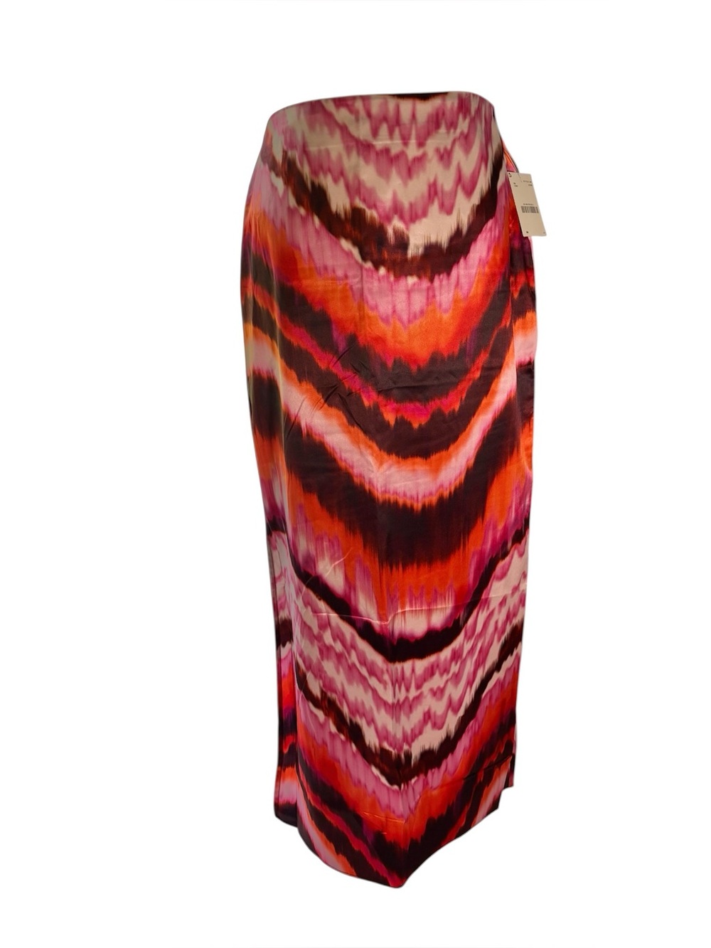 NWT Abstract Print Satin Maxi Skirt – Pink Orange & Black Statement Skirt - Picture 1 of 12